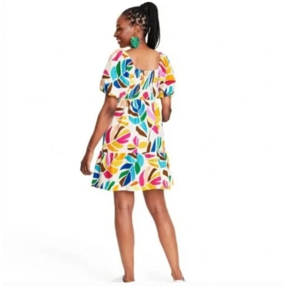 Tabitha Brown X Target Botanical print puff sleeve Mini Dress - Picture 2 of 8